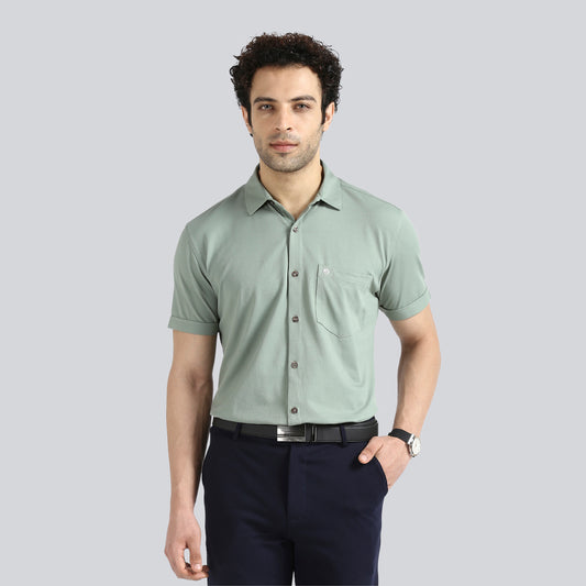 Olive Green Comfy Half Sleeves Formal Shirts (with pocket)