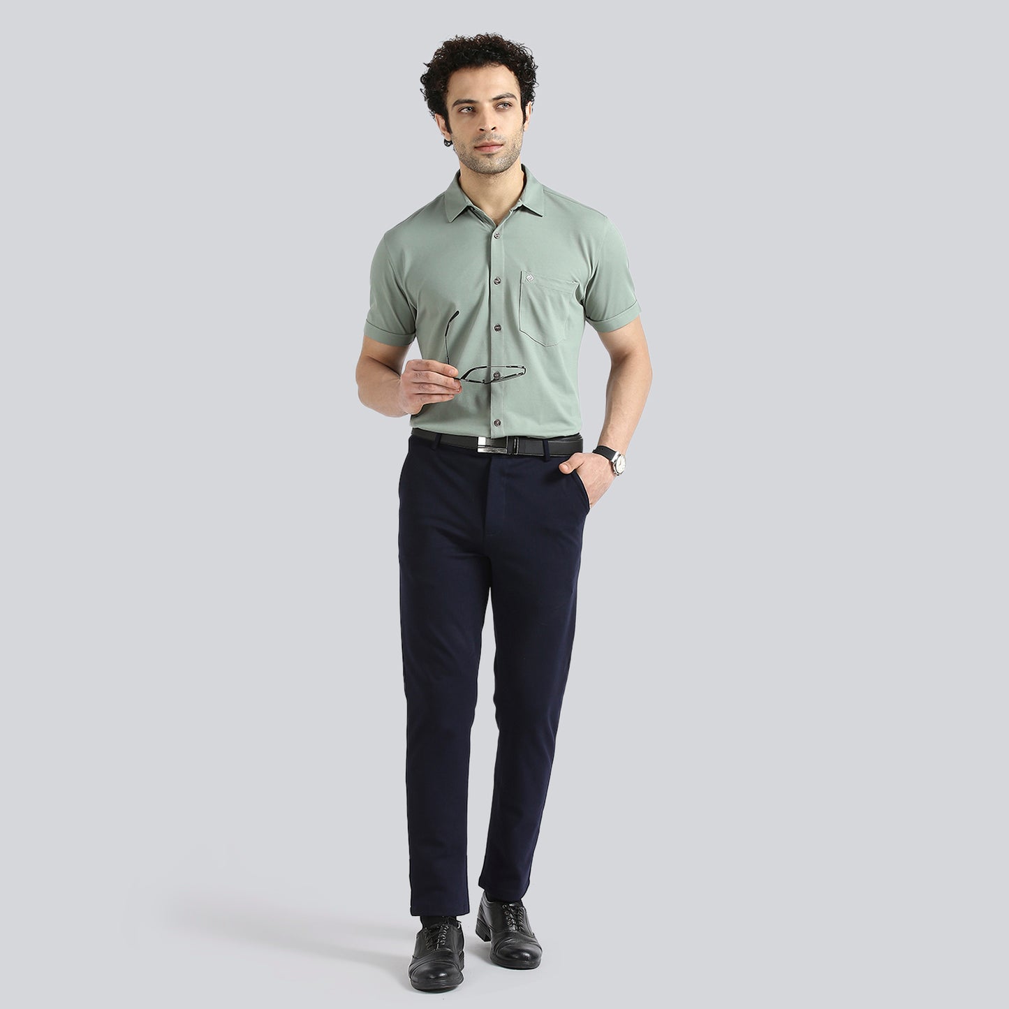 Olive Green Comfy Half Sleeves Formal Shirts (with pocket)