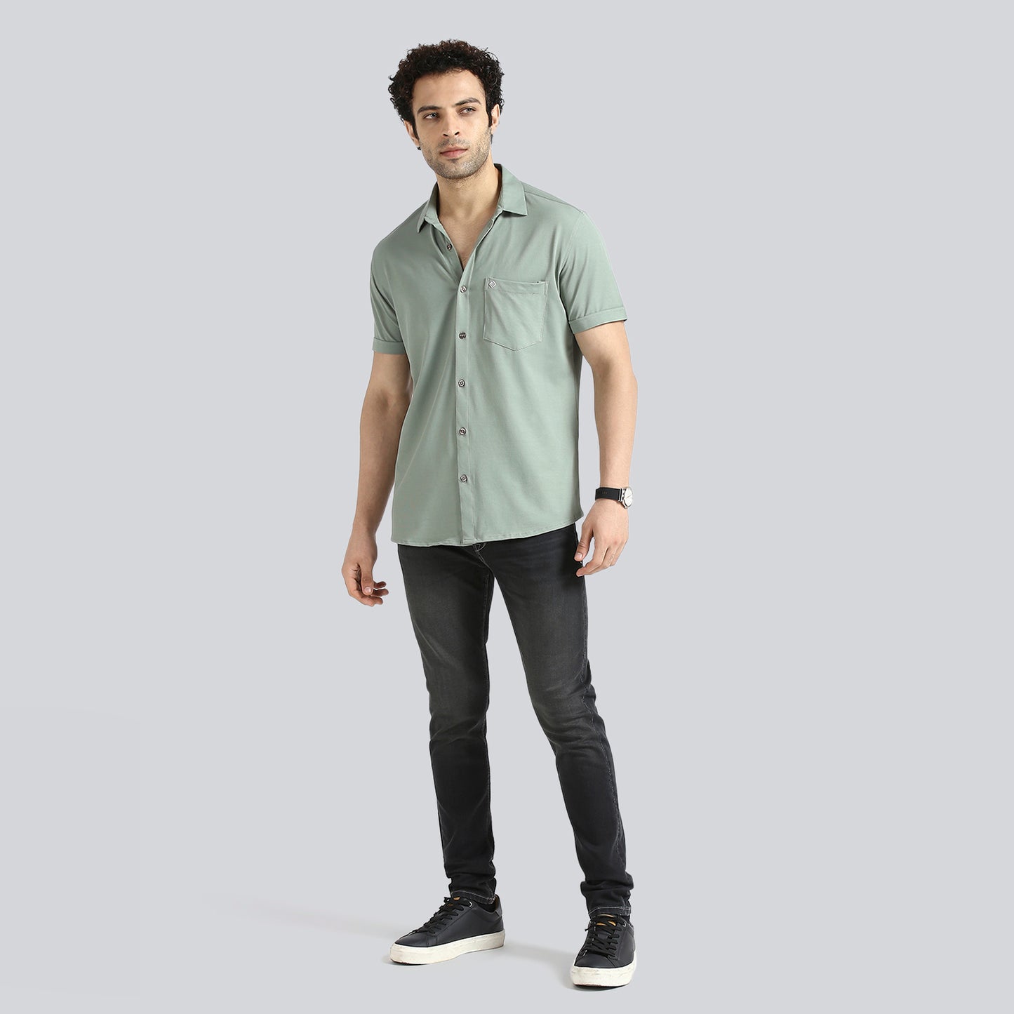 Olive Green Comfy Half Sleeves Formal Shirts (with pocket)