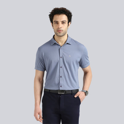 Steel Blue Comfy Half Sleeves Formal Shirts (without pocket)