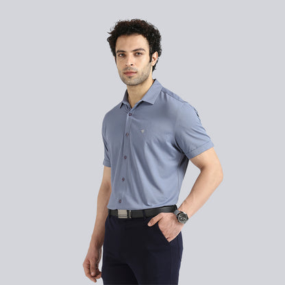 Steel Blue Comfy Half Sleeves Formal Shirts (without pocket)