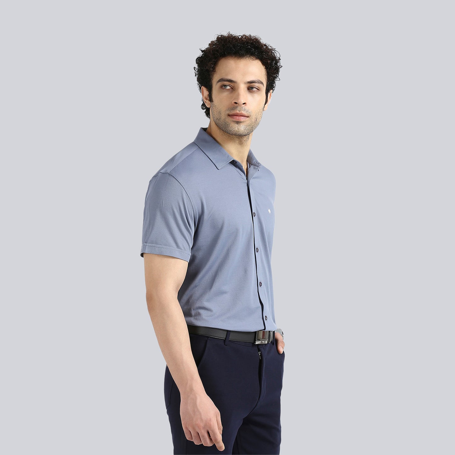 Steel Blue Comfy Half Sleeves Formal Shirts (without pocket)