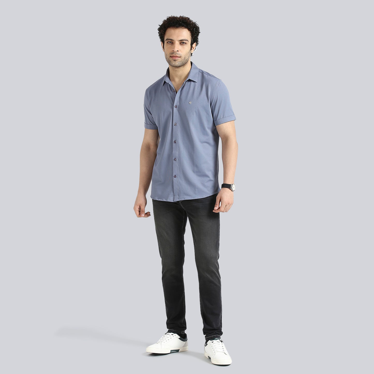 Steel Blue Comfy Half Sleeves Formal Shirts (without pocket)