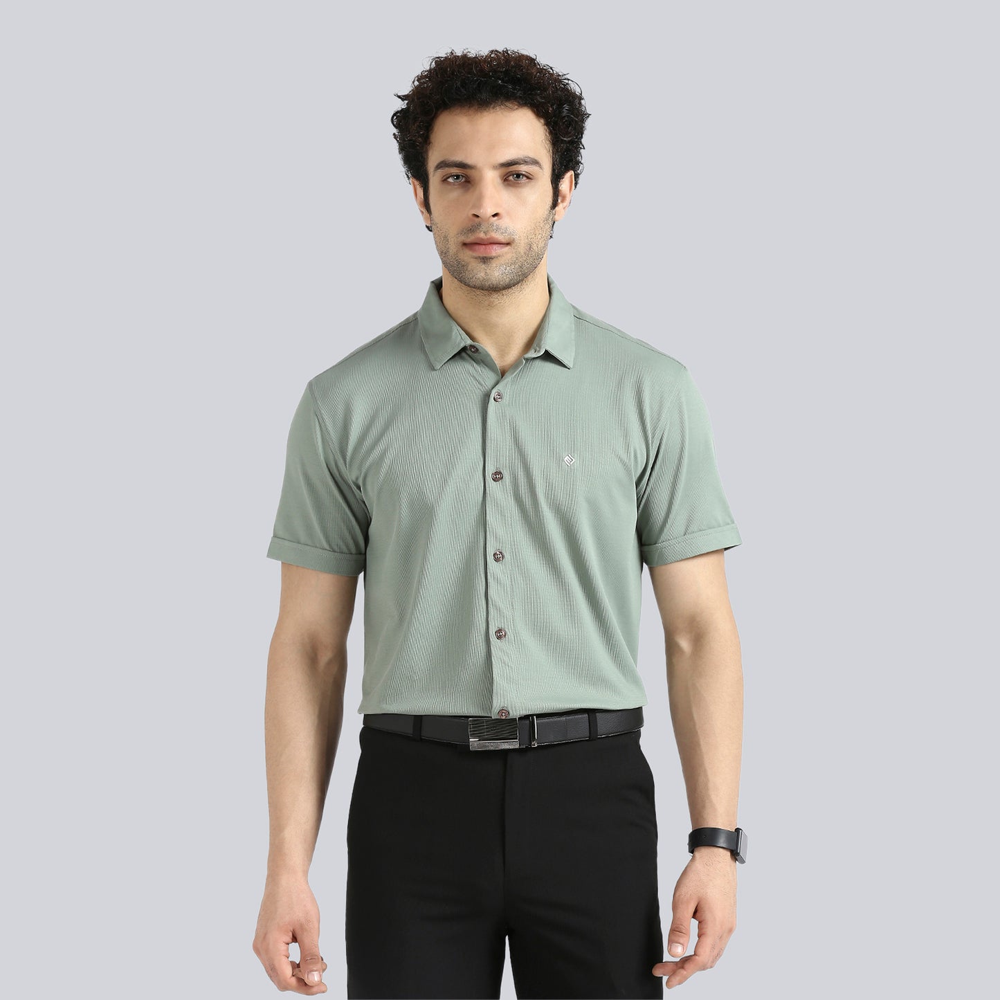 Olive Green Comfy Half Sleeves Formal Shirts (without pocket)