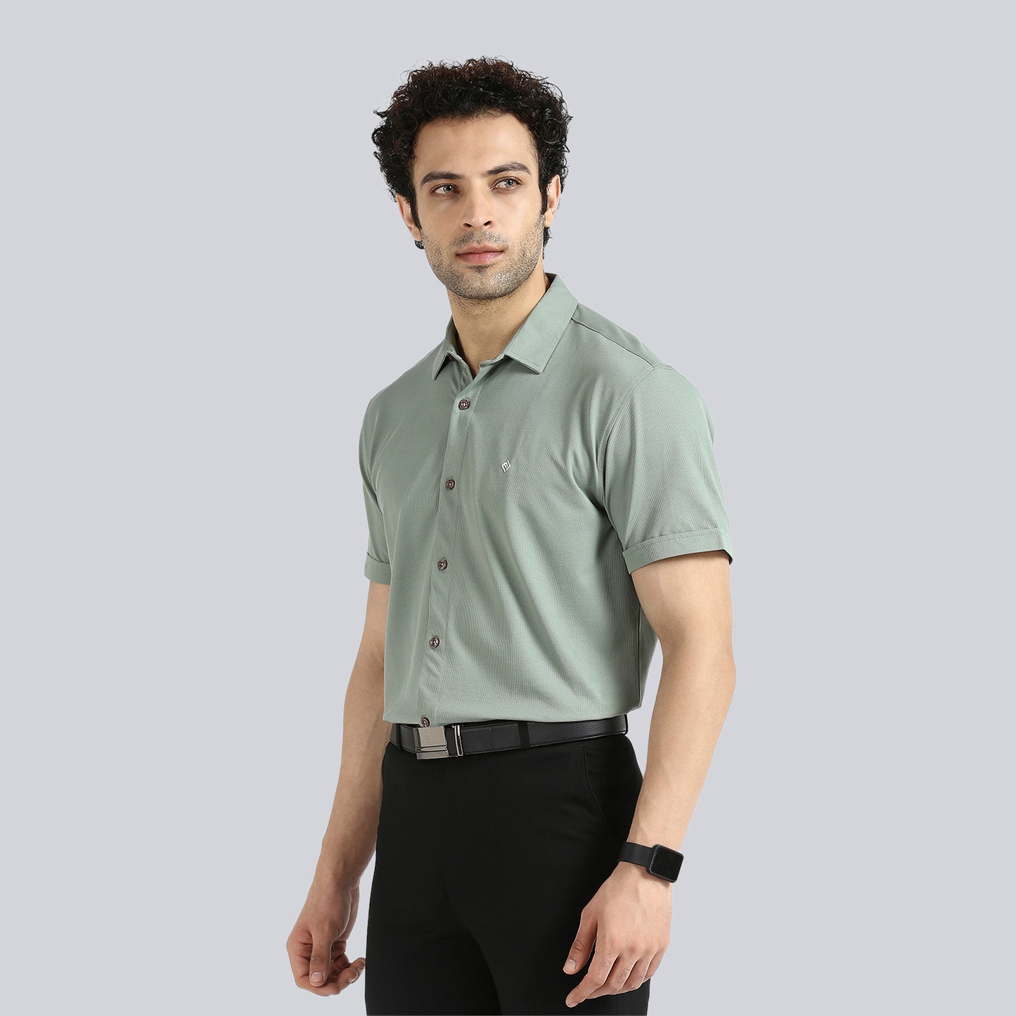 Olive Green Comfy Half Sleeves Formal Shirts (without pocket)