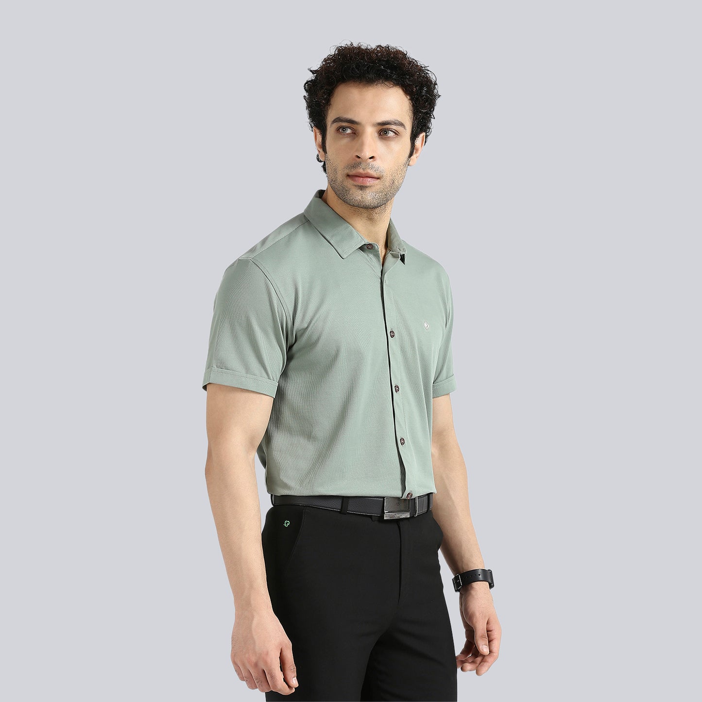 Olive Green Comfy Half Sleeves Formal Shirts (without pocket)