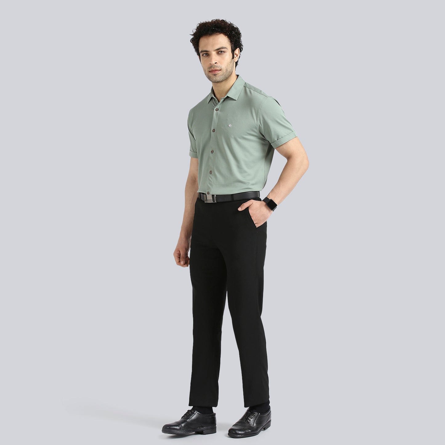 Olive Green Comfy Half Sleeves Formal Shirts (without pocket)