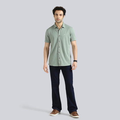 Olive Green Comfy Half Sleeves Formal Shirts (without pocket)