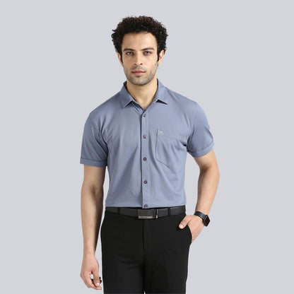 Steel Blue Comfy Half Sleeves Formal Shirts (with pocket)