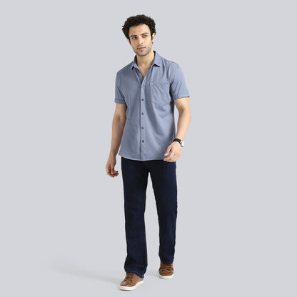 Steel Blue Comfy Half Sleeves Formal Shirts (with pocket)