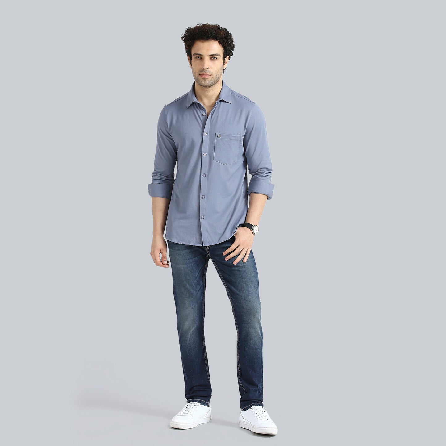 Steel Blue Full Sleeve Comfy Formal Shirts