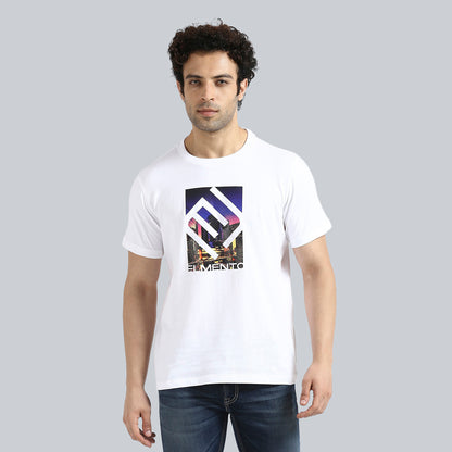 "Enlightening City" White Crew Neck T-Shirt