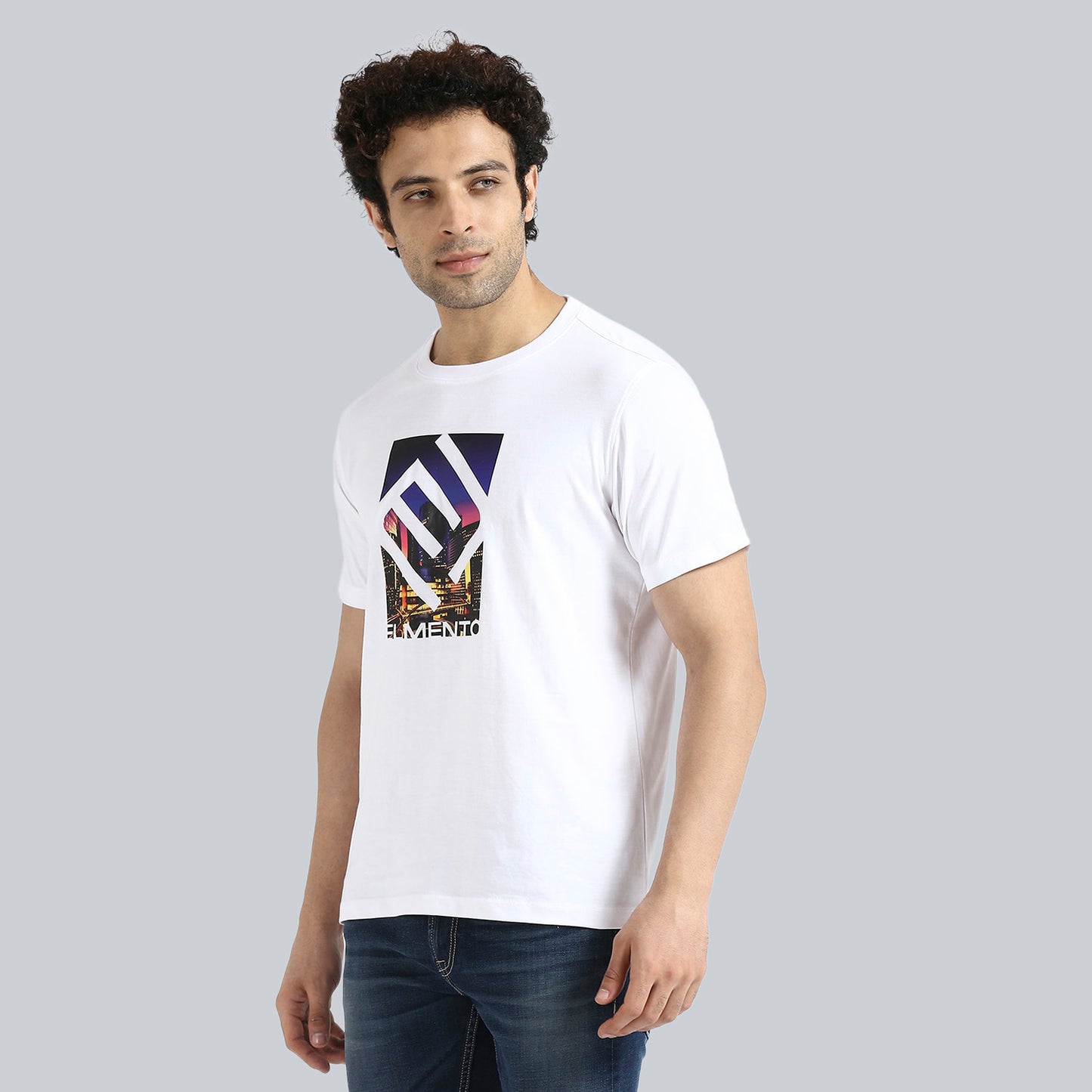 "Enlightening City" White Crew Neck T-Shirt