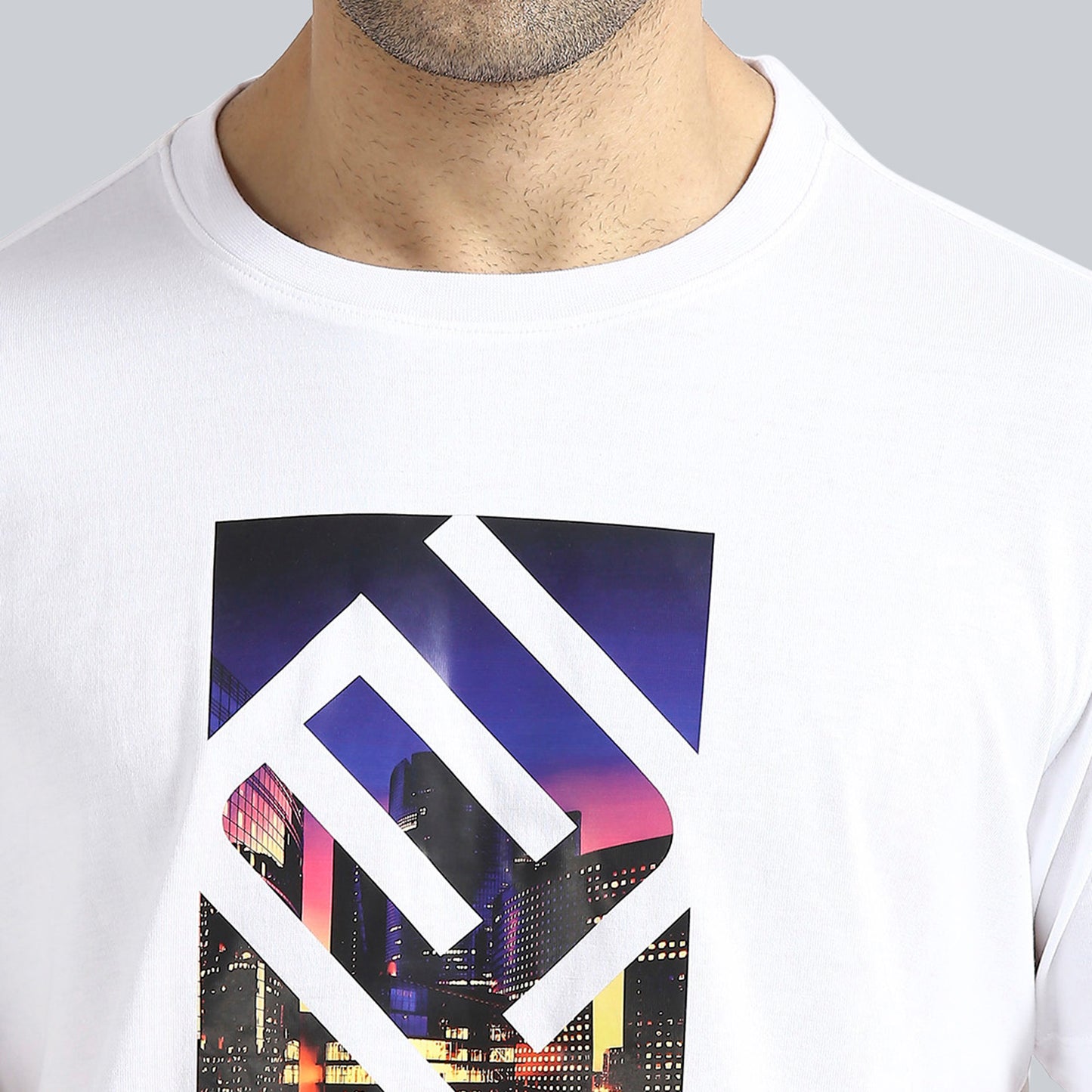 "Enlightening City" White Crew Neck T-Shirt