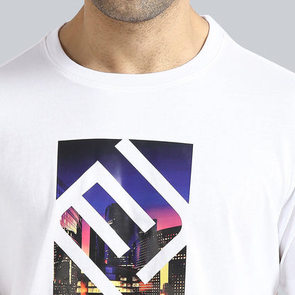 "Enlightening City" White Crew Neck T-Shirt