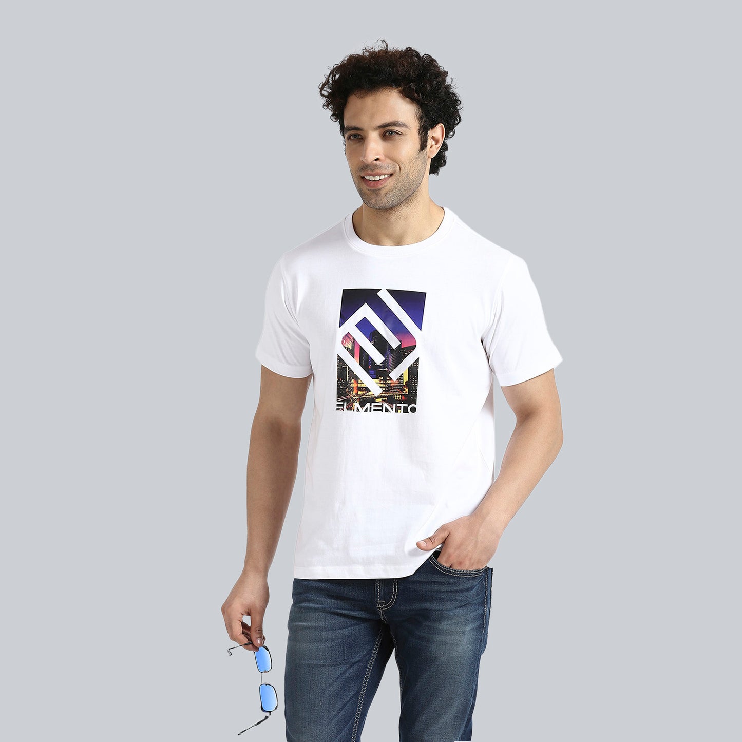 "Enlightening City" White Crew Neck T-Shirt